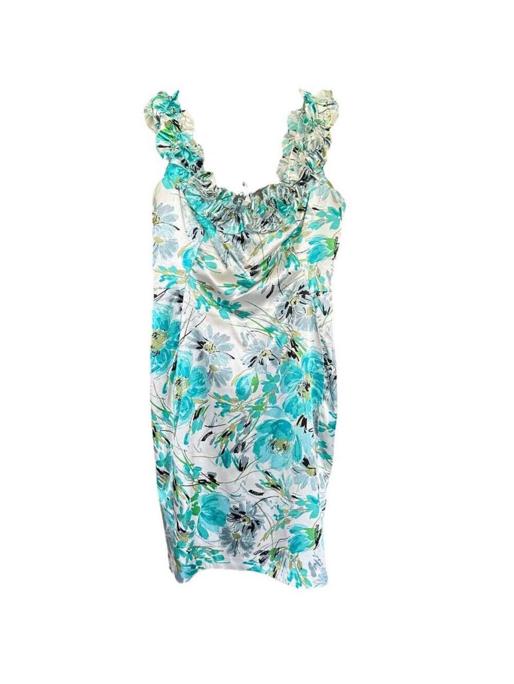 Dressbarn | Women's White & Turquoise Dress | Size 8 | 0801